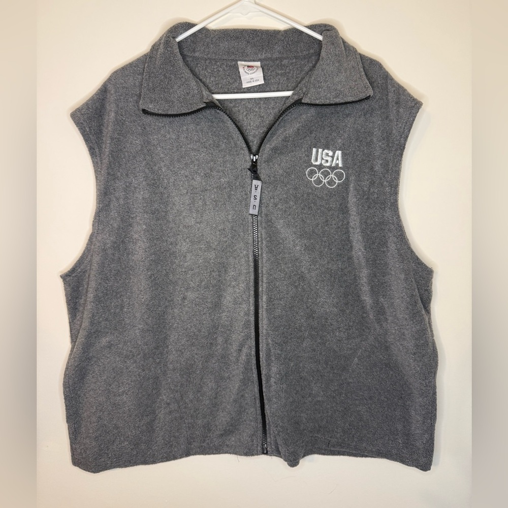 US Olympic Committee 3XL Charcoal Grey Fleece Vest